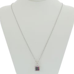 14KT White Gold Mystic Topaz and Diamond Halo Pendant Necklace