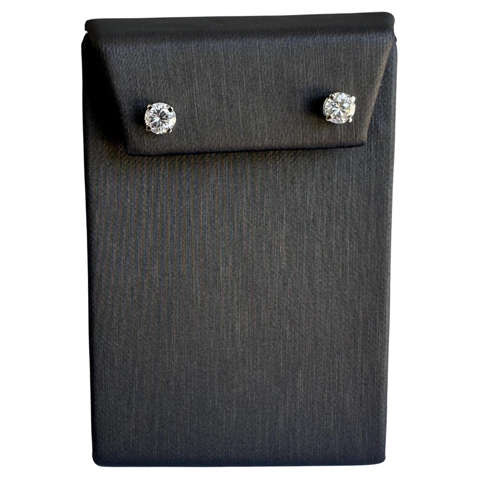 Borchie con diamanti naturali in oro bianco 14kt - diamanti rotondi 1,2ctw I VS2, usato