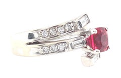 14kt White Gold Natural Red Spinel and Diamond Ring