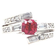 14kt White Gold Natural Red Spinel and Diamond Ring
