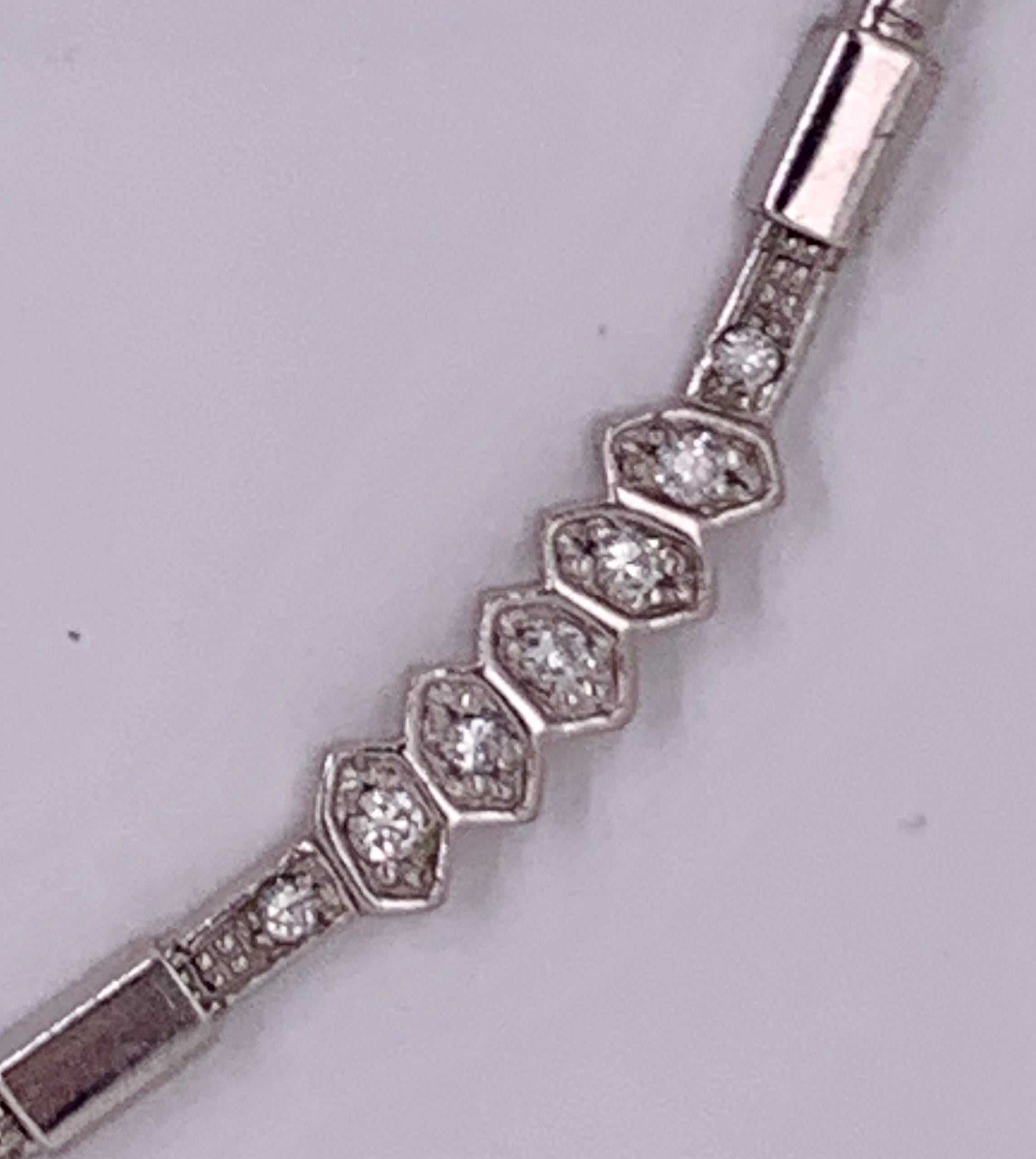 14Kt White Gold Necklace 1.50 TDW 16 Inch Chain 21.83 Grams.  This fine Italian Stamped gold and diamond chain in the Art Deco fashion is simply stunning and would look wonderful on any neck. 