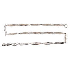 14Kt White Gold Necklace, Bracelet or Pocket Watch Chain 1930's Hand Constructed