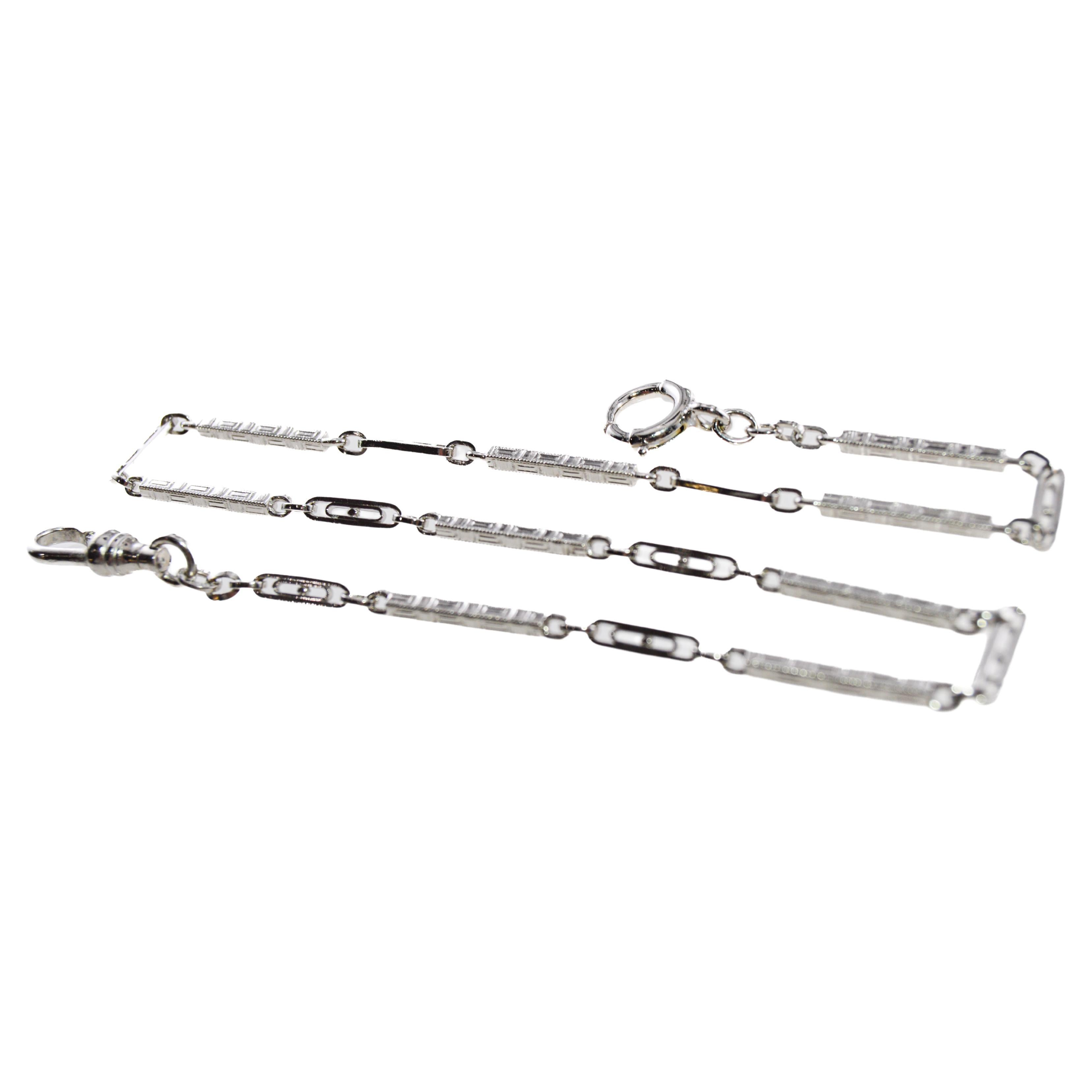 Art Deco 14Kt White Gold Necklace, Bracelet or Pocket Watch Chain circa 1920's / 30's For Sale