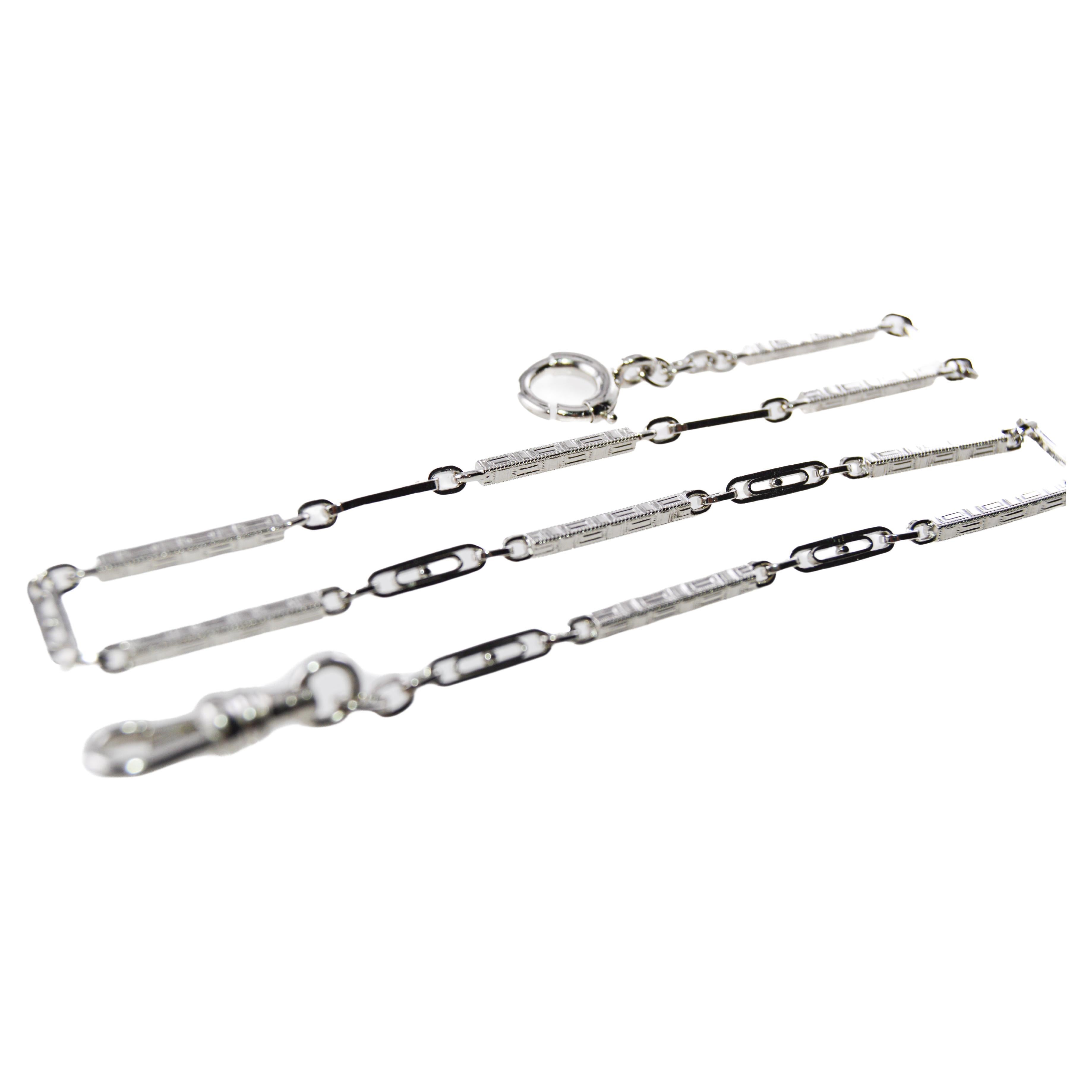 Art Deco 14Kt White Gold Necklace, Bracelet or Pocket Watch Chain circa 1920's / 30's