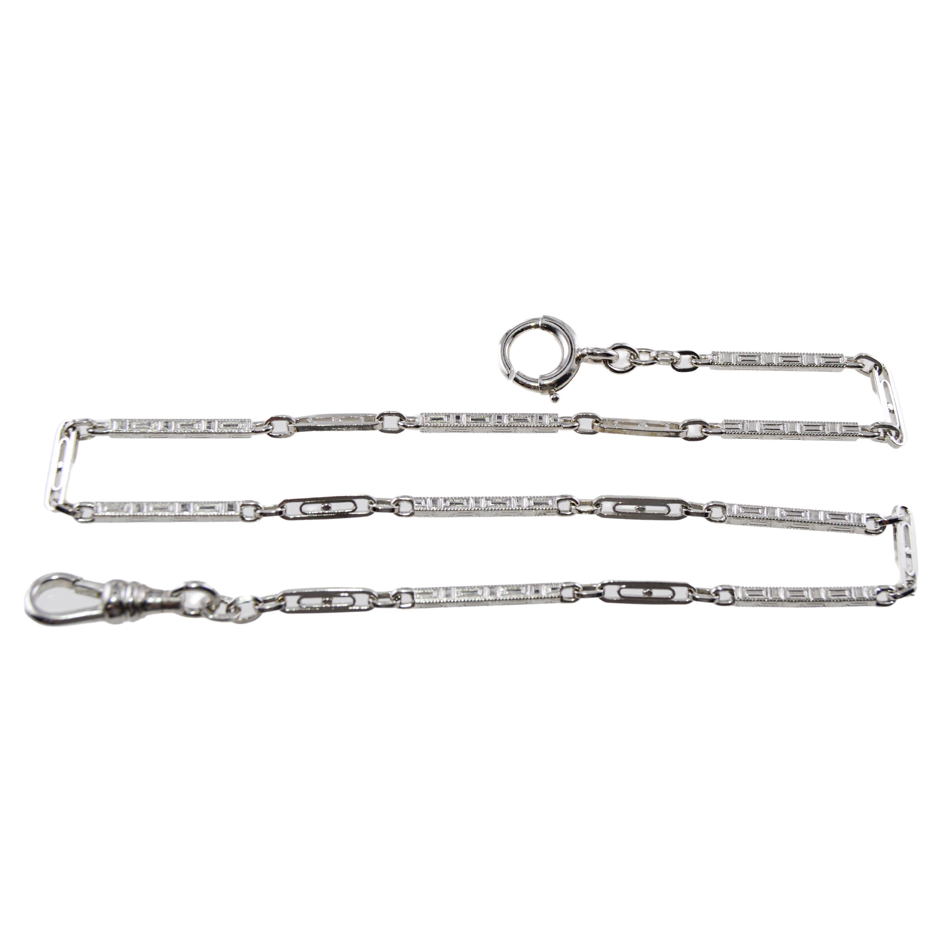 14Kt White Gold Necklace, Bracelet or Pocket Watch Chain circa 1920's / 30's For Sale
