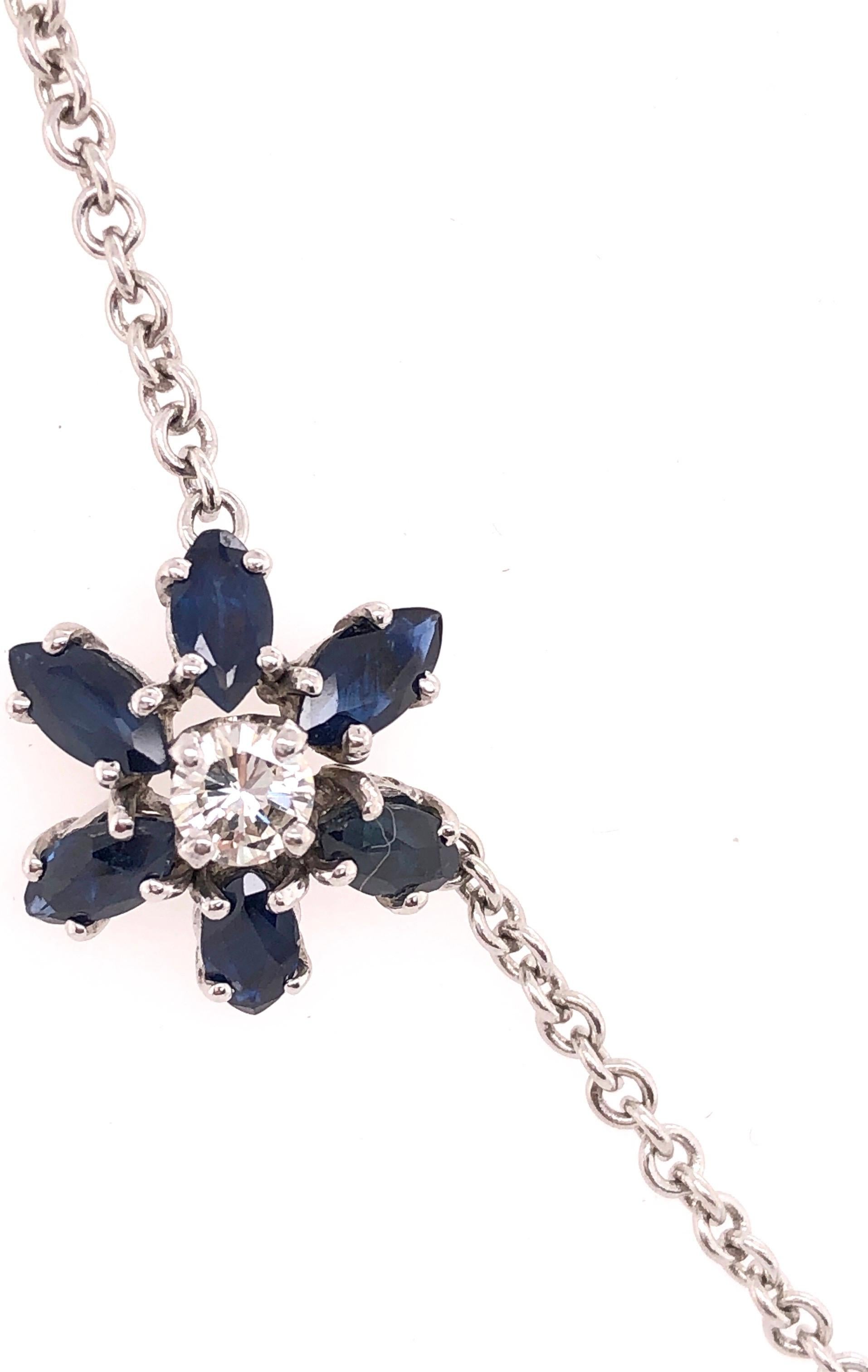 14 Karat Gold Halskette mit 3 Blumen in Rubin, Saphir, Smaragd, Smaragd und Diamanten für Damen oder Herren im Angebot