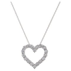 14KT White Gold Open Diamond Heart Pendant