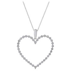 14KT White Gold Open Heart Diamond Pendant