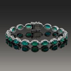 14KT White Gold Oval-Cut Emerald Bracelet
