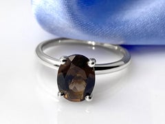 14KT White Gold Victorian Smoky Quartz Ring, 1.72 Carat