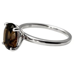14KT White Gold Victorian Smoky Quartz Ring, 1.72 Carat