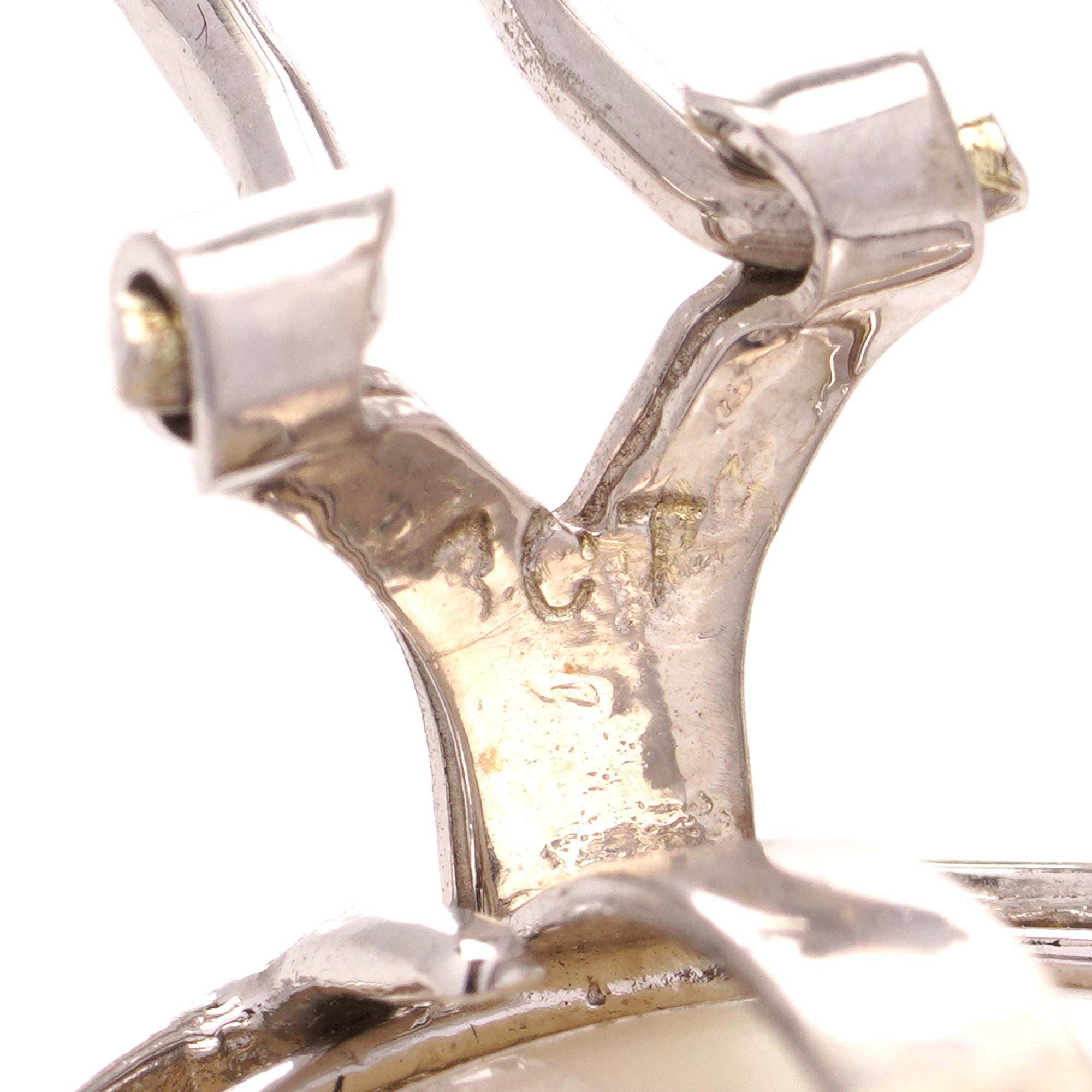 Paar Ohrringe aus 14 Karat Weißgold mit Mabe-Perlen und Diamanten  im Angebot 2