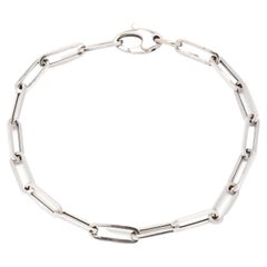 14KT White Gold Paperclip Chain Bracelet, Length 6 7/8 inch, Minimalist Chain