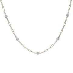 14KT White Gold Paperclip Diamonds by the Yard Necklace – 18 Inches, 1.00CTW