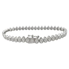 14KT White Gold Pave Diamond 2.09 Cts Pear-Shaped Teardrop Link Bracelet