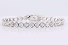 Bracciale tennis in oro bianco 14KT con pavé di diamanti rotondi da 2,32 carati