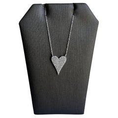 14kt White Gold Pave Diamond Heart Necklace - 0.20ctw GH SI Diamonds, 18" Length
