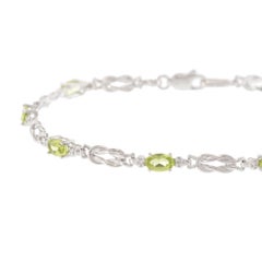14KT White Gold Peridot and Diamond Bracelet