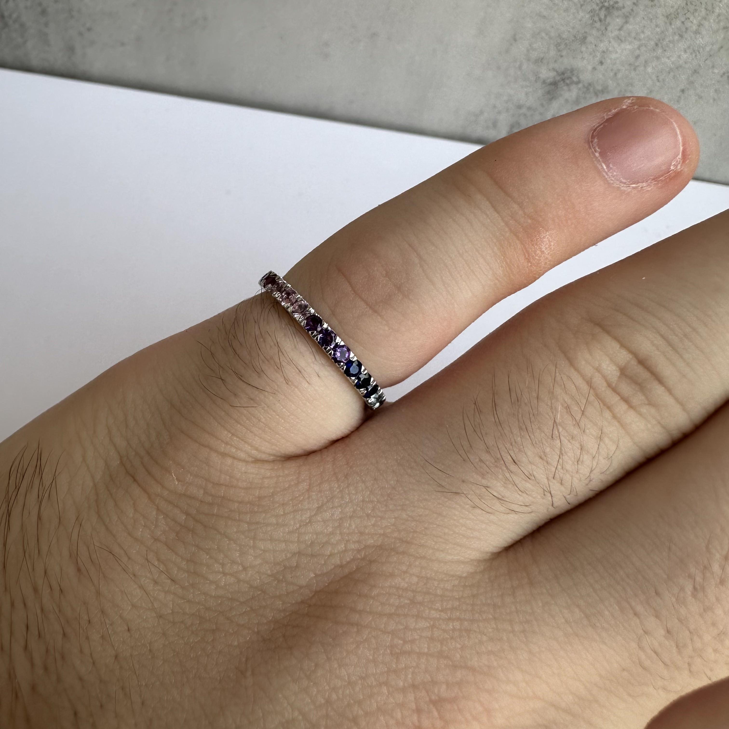 Women's 14kt White Gold Rainbow Ring - 0.82ctw Natural AAA Multi-Color Gemstones, New For Sale