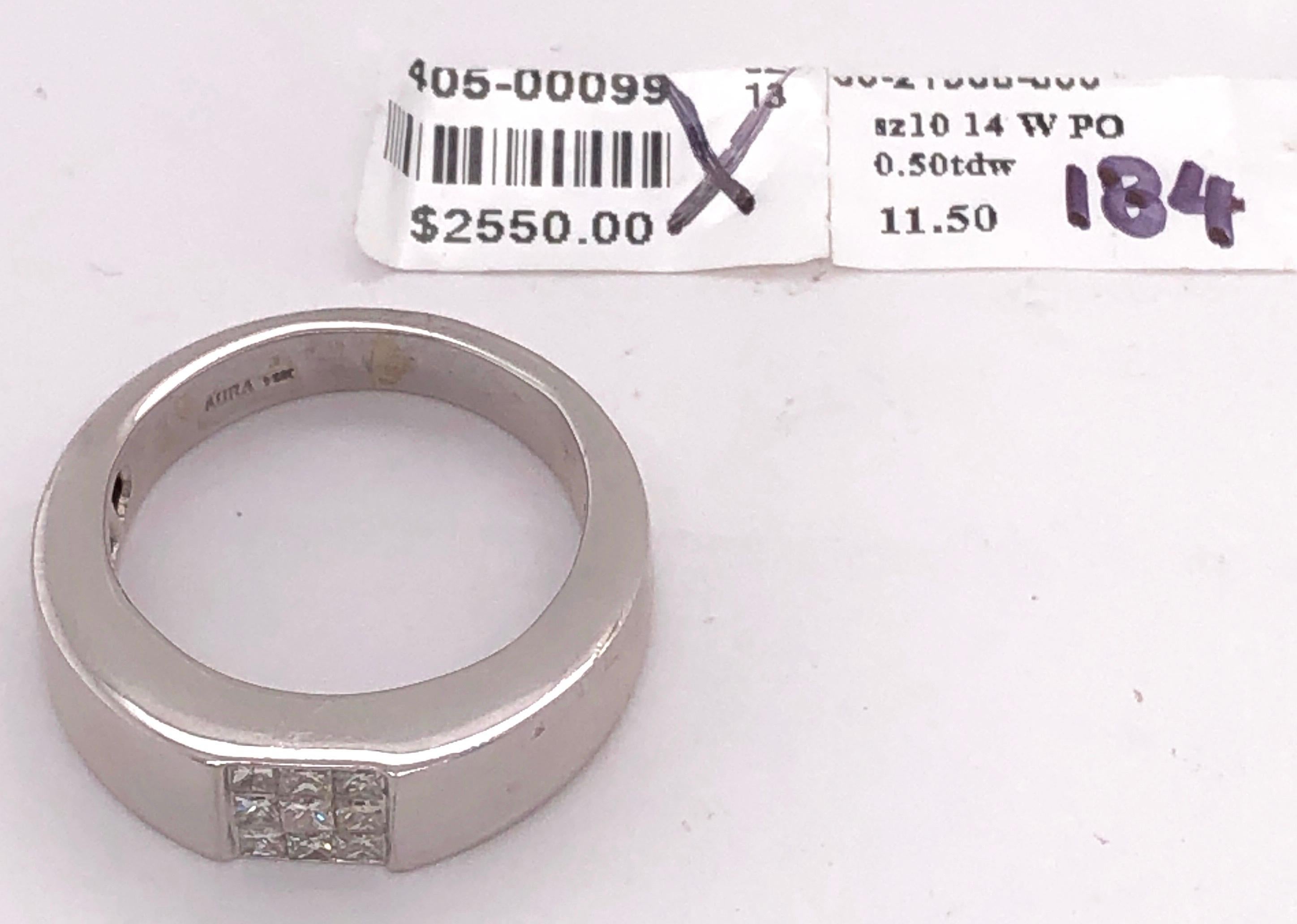 14 Karat White Gold Ring or Wedding Band with 9 Diamond Cluster For Sale 8