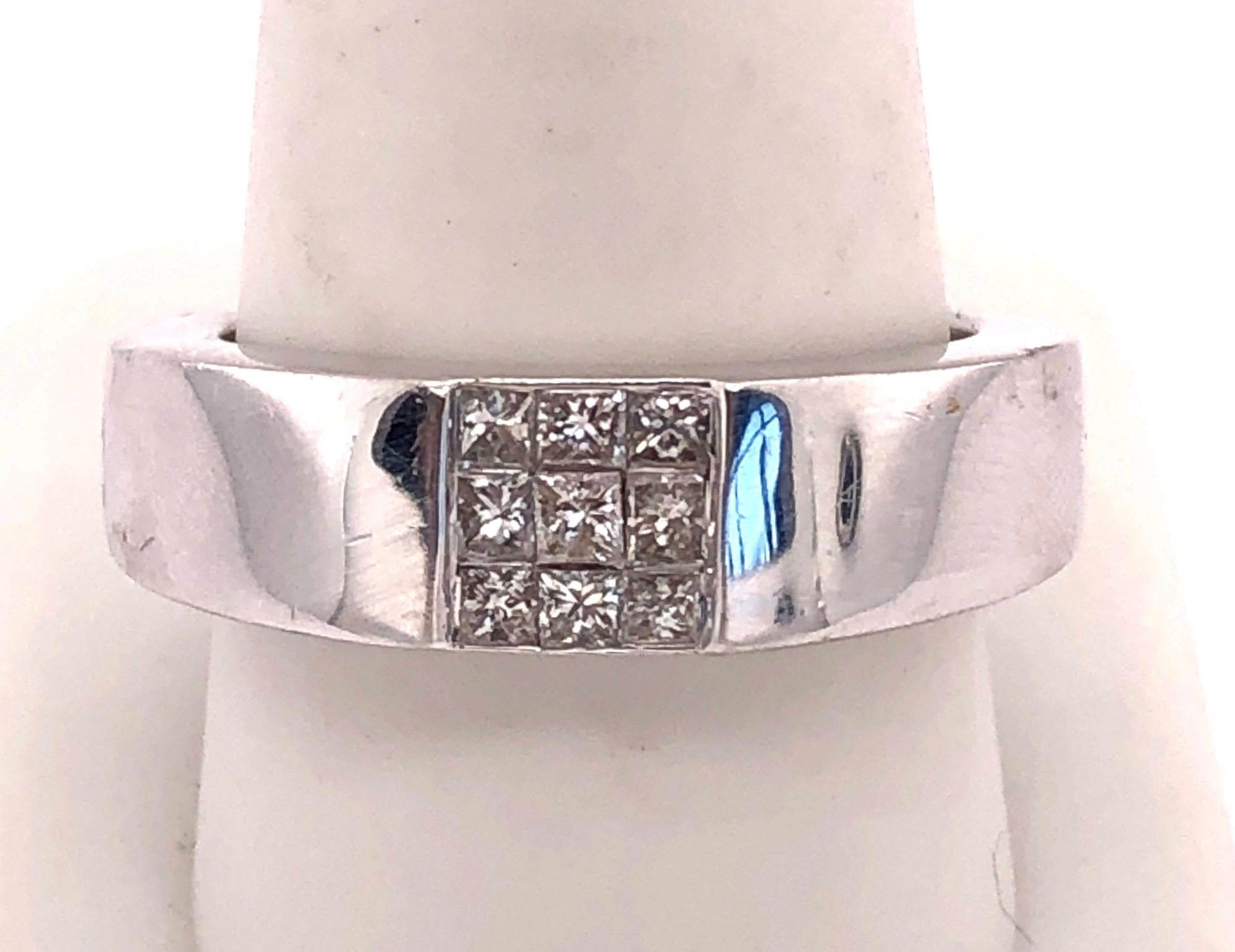 14Kt White Gold Ring Or Wedding Band With Nine Diamond Cluster
Size 10,  0.50 Total diamond weight. 11.50 grams total weight