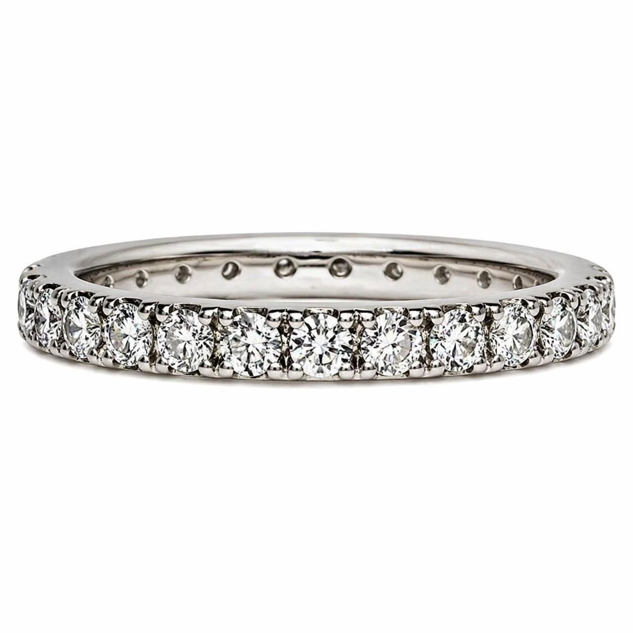 14kt White Gold Round Brilliant Diamond Eternity Ring, Approx .88cttw