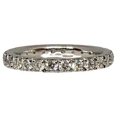 Used 14kt White Gold Round Brilliant Diamond Eternity Ring, Approx .88cttw