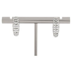 14KT White Gold Round Chevron Diamond Openwork Stud Earrings