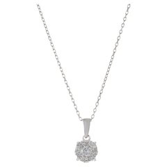 14KT White Gold Round Cluster Diamond Pendant