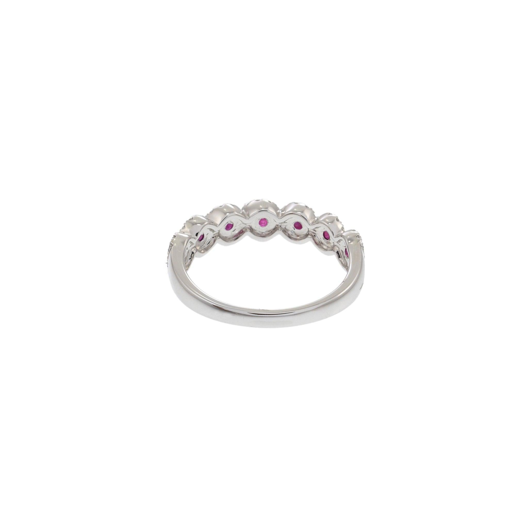 14KT White Gold Round Cut Diamond and Ruby Ring 3