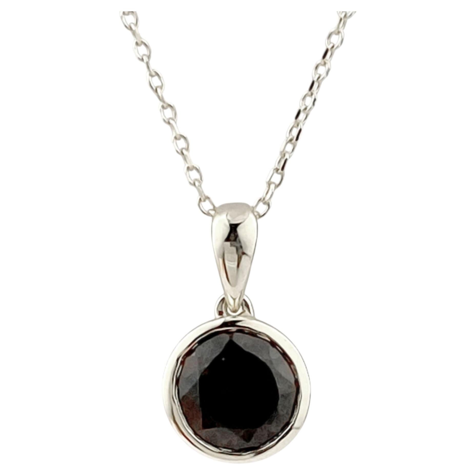 Collana con ciondolo solitario in quarzo fumé con taglio rotondo in oro bianco 14KT