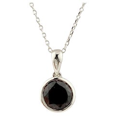 Collana con ciondolo solitario in quarzo fumé con taglio rotondo in oro bianco 14KT