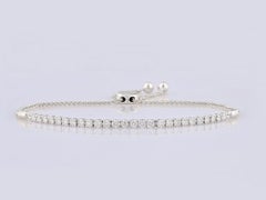 Bracciale tennis tipo bolo regolabile in oro bianco 14KT con diamanti rotondi da 1,03 carati