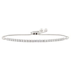 Bracciale tennis tipo bolo regolabile in oro bianco 14KT con diamanti rotondi da 1,03 carati