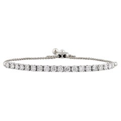 14KT White Gold Round Diamond 2.0 Cts Adjustable Bolo Tennis Bracelet