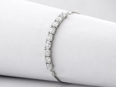 Pulsera tipo bolo ajustable de oro blanco de 14 quilates con diamantes redondos de 4,05 quilates