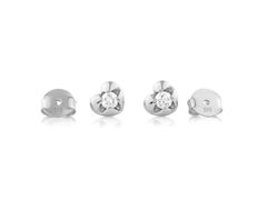 14KT White Gold Round Diamond Love Solitaire Gold Heart Stud Earring