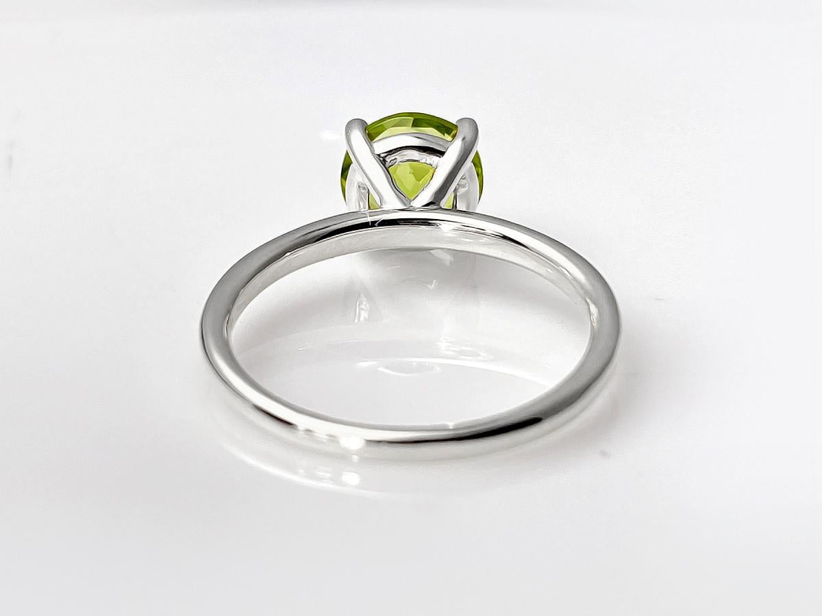 14KT Weißgold Rund Peridot Solitär Ring Damen im Angebot