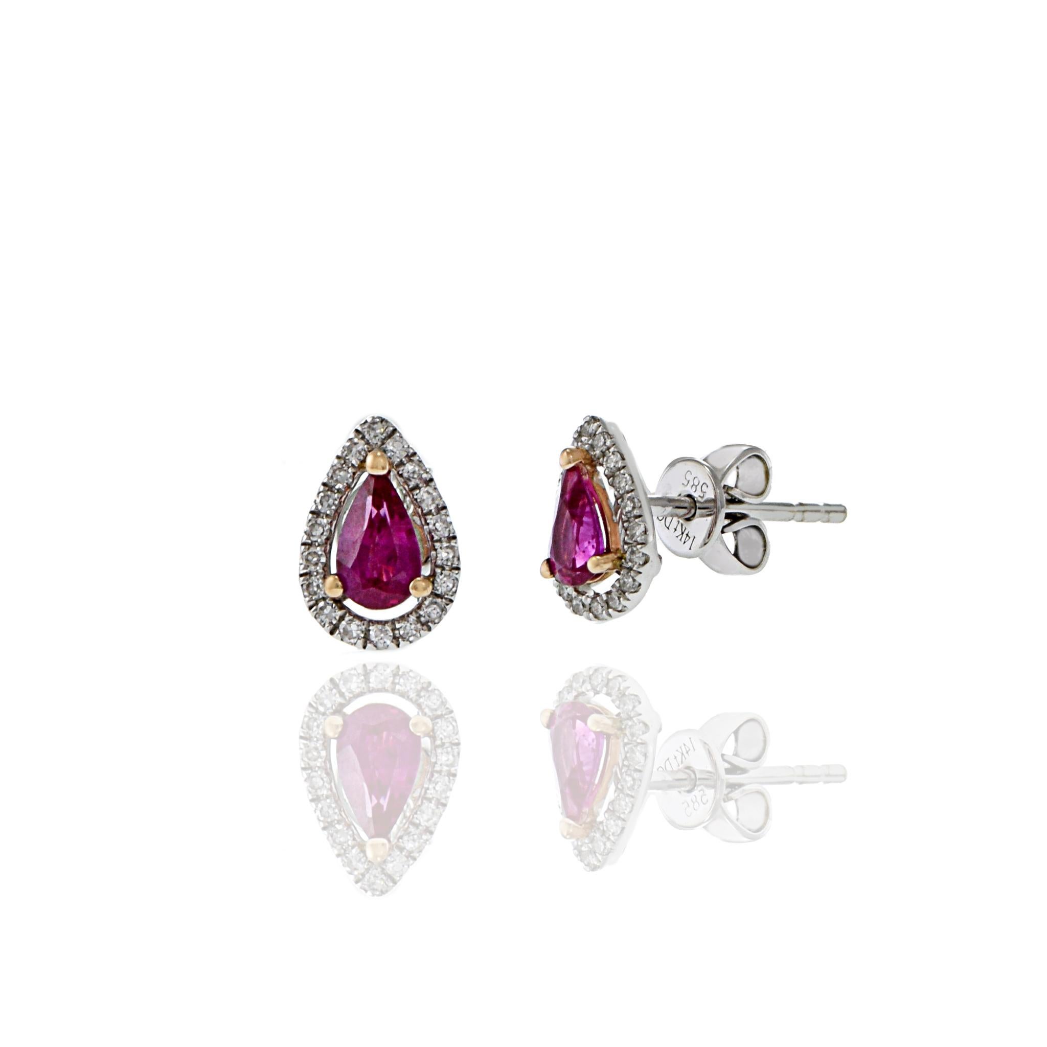 Orecchini con rubini e diamanti in oro bianco 14KT In condizioni Nuovo in vendita a New York, NY