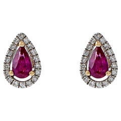 14KT White Gold Ruby And Diamond Earrings