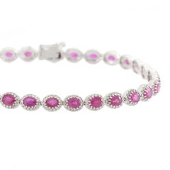 14KT White Gold Ruby and Diamond Tennis Bracelet