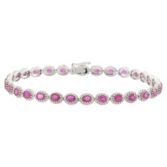 14KT White Gold Ruby and Diamond Tennis Bracelet