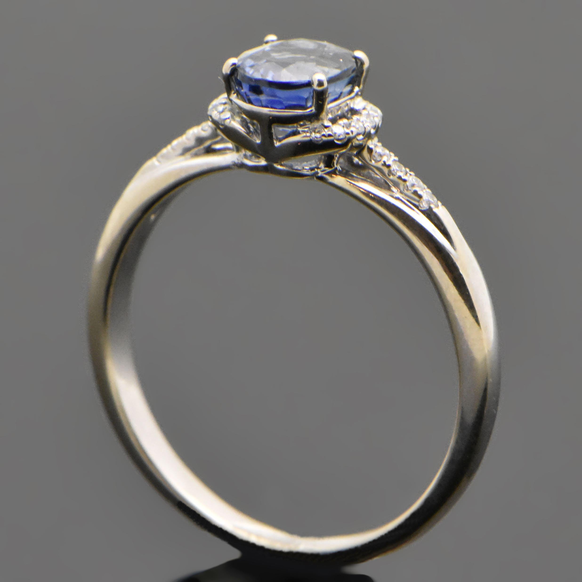 Women's 14 Karat White Gold Sapphire and Diamond Ring For Sale
