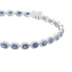 14KT White Gold Sapphire and Diamond Tennis Bracelet