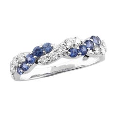 14KT White Gold Art Deco Sapphire and Diamond Twist Ring