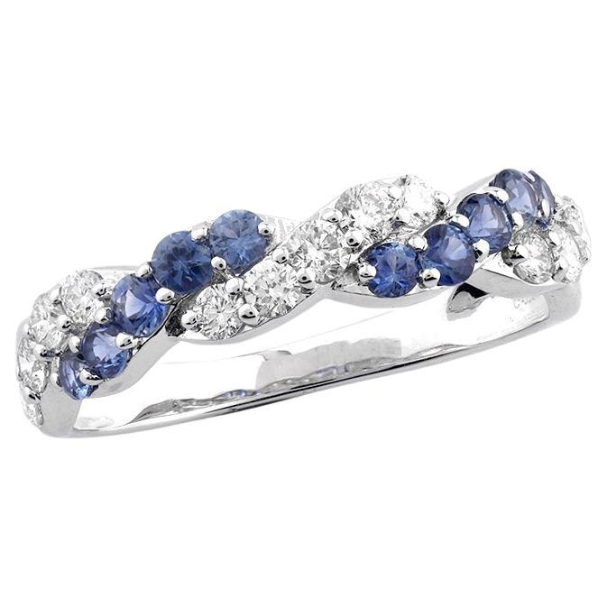 14KT White Gold Sapphire and Diamond Twist Ring