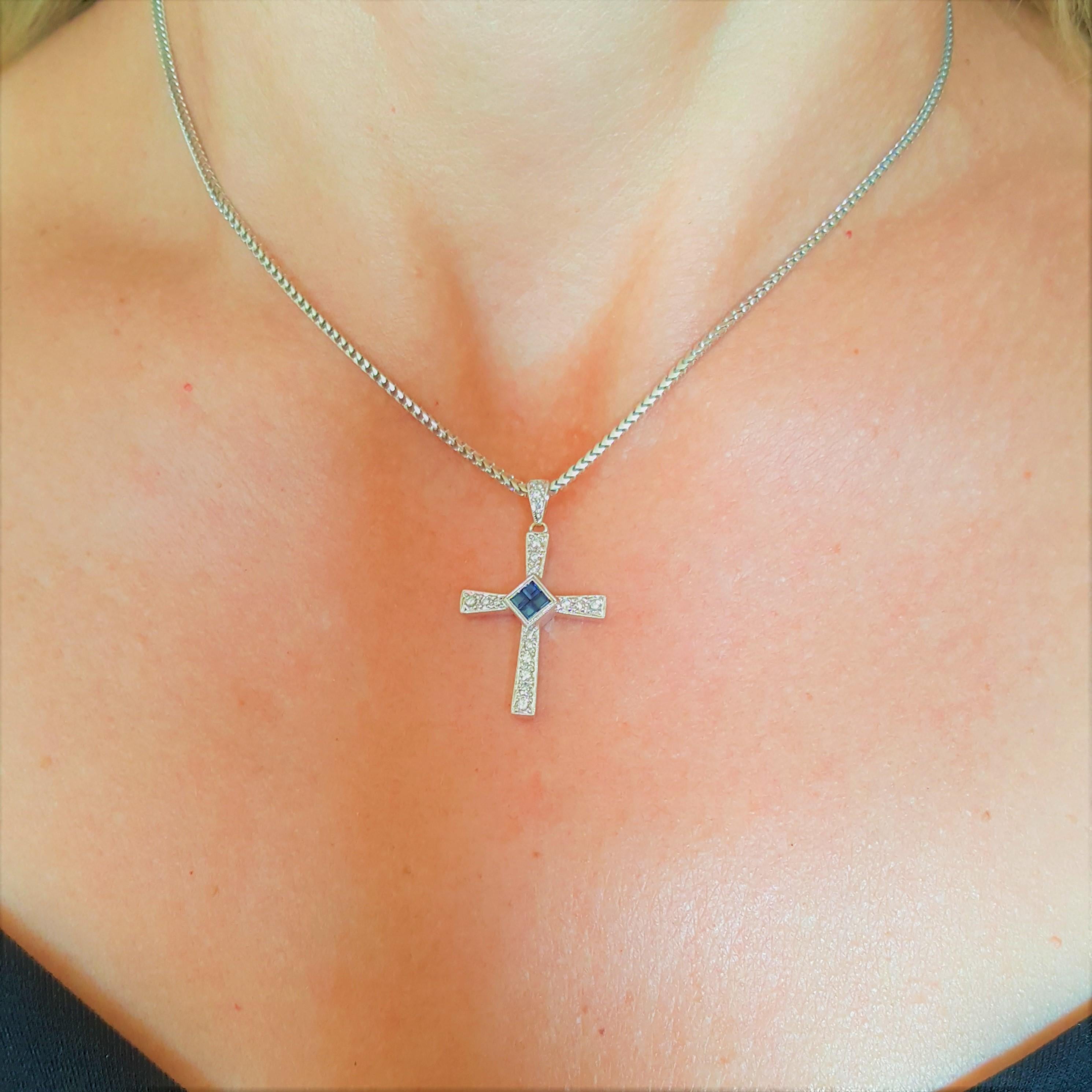 vintage sapphire cross necklace