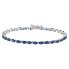Bracelet tennis en or blanc 14KT avec saphirs et diamants