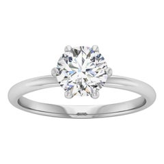 14kt White Gold Six Prong Solitaire 1 Carat Round Brilliant Diamond F VS2 GIA 14kt White Gold Six Prong Solitaire 1 Carat Round Brilliant Diamond F VS2 GIA