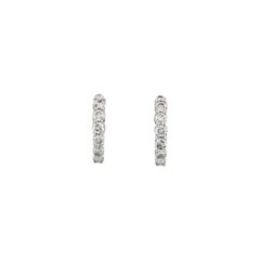 14KT White Gold Small Diamond Huggie Hoop Earring